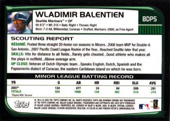 2008 Bowman Draft Picks & Prospects - Chrome #BDP5 Wladimir Balentien Back