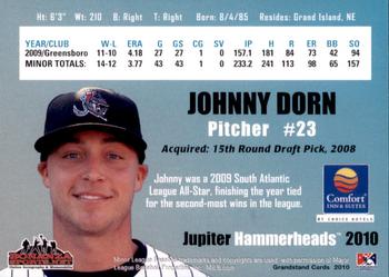 2010 Grandstand Jupiter Hammerheads #NNO Johnny Dorn Back