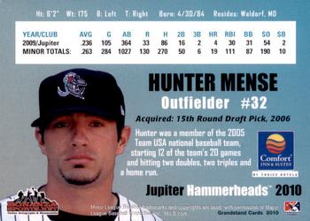 2010 Grandstand Jupiter Hammerheads #NNO Hunter Mense Back