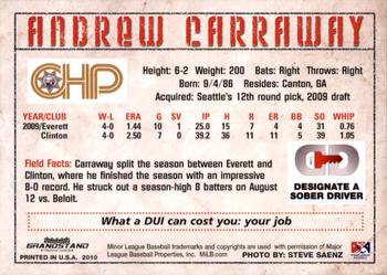 2010 Grandstand High Desert Mavericks #NNO Andrew Carraway Back