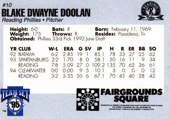 1995 Reading Phillies #NNO Blake Doolan Back