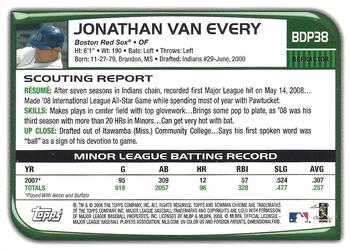 2008 Bowman Draft Picks & Prospects - Chrome Refractors #BDP38 Jonathan Van Every Back