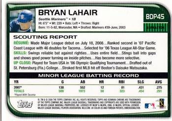 2008 Bowman Draft Picks & Prospects - Chrome Refractors #BDP45 Bryan LaHair Back
