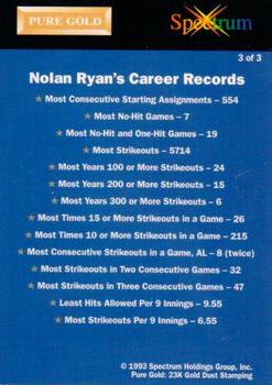 1993 Spectrum Pure Gold Nolan Ryan #3 Nolan Ryan Back