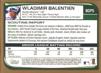 2008 Bowman Draft Picks & Prospects - Gold #BDP5 Wladimir Balentien  Back