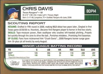 2008 Bowman Draft Picks & Prospects - Gold #BDP14 Chris Davis  Back