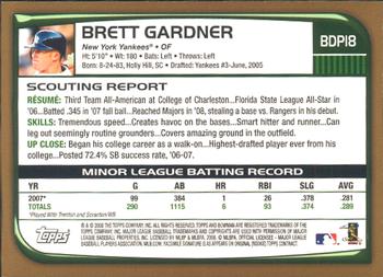 2008 Bowman Draft Picks & Prospects - Gold #BDP18 Brett Gardner  Back