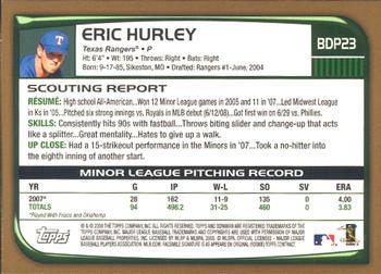 2008 Bowman Draft Picks & Prospects - Gold #BDP23 Eric Hurley  Back