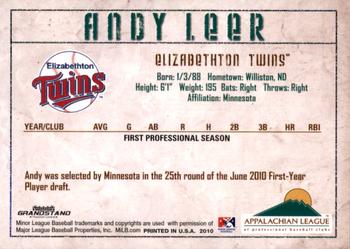 2010 Grandstand Appalachian League Top Prospects #NNO Andy Leer Back