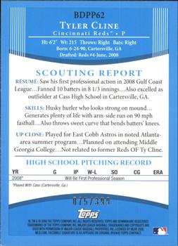 2008 Bowman Draft Picks & Prospects - Prospects Blue #BDPP62 Tyler Cline Back