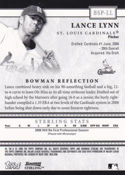 2008 Bowman Sterling - Prospects #BSP-LL Lance Lynn Back