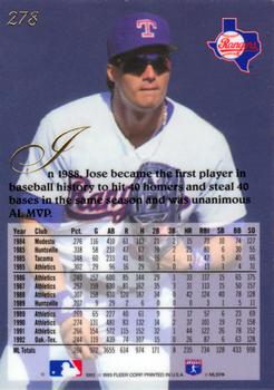 1993 Flair #278 Jose Canseco Back
