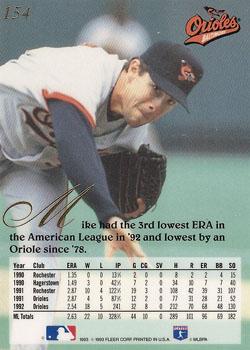 1993 Flair #154 Mike Mussina Back