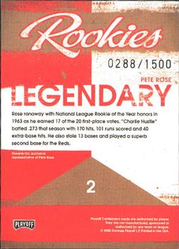 2008 Playoff Contenders - Legendary Rookies #2 Pete Rose Back