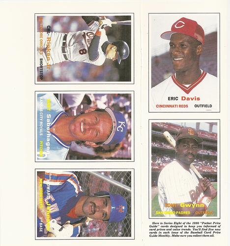 1990 SCD Baseball Card Price Guide Monthly - Panels #36-40 Eric Davis / Tony Gwynn / Cal Ripken Jr. / Bret Saberhagen / Howard Johnson Front