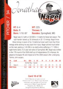 2010 MultiAd Peoria Chiefs #18 Jonathan Nagel Back