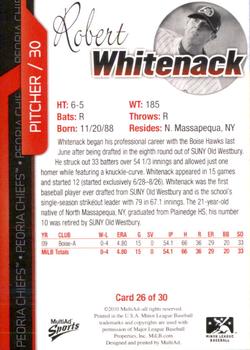 2010 MultiAd Peoria Chiefs #26 Robert Whitenack Back