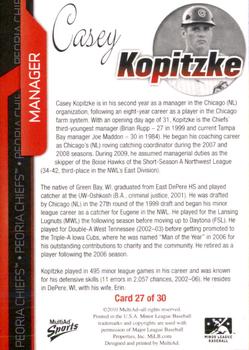 2010 MultiAd Peoria Chiefs #27 Casey Kopitzke Back