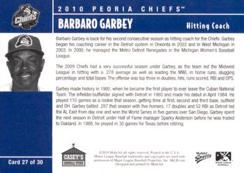 2010 MultiAd Peoria Chiefs SGA #27 Barbaro Garbey Back