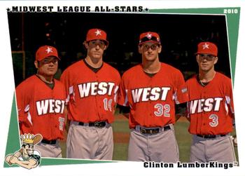 2010 Grandstand Clinton LumberKings Update 2 #NNO Midwest League All-Stars (Erasmo Ramirez / Brian Moran / Vinnie Catricala / Nick Franklin) Front