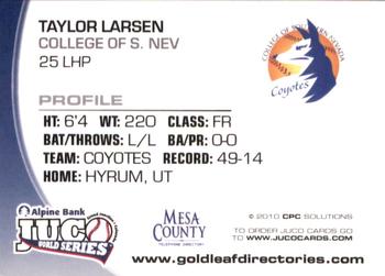 2010 Juco World Series Southern Nevada Coyotes #NNO Taylor Larsen Back
