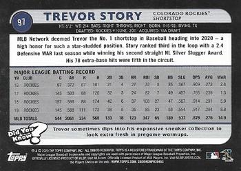 2020 Topps Big League - Blue #97 Trevor Story Back