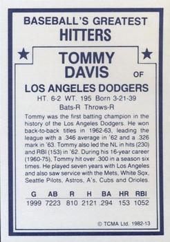 1982 TCMA Baseball's Greatest Hitters (White Back) #13 Tommy Davis Back