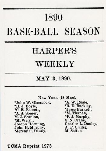 1973 TCMA 1890 Harper's Weekly Base-Ball Season of 1890 #NNO Jack Glasscock Back