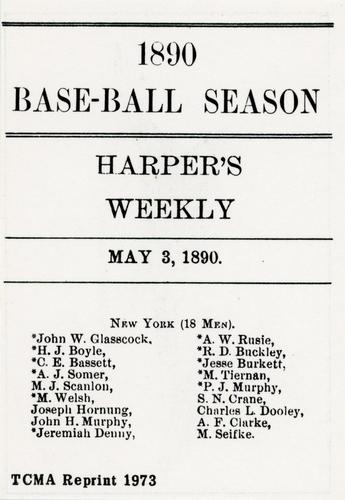 1973 TCMA 1890 Harper's Weekly Base-Ball Season of 1890 #NNO Mike Tiernan Back