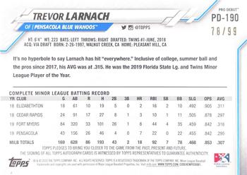2020 Topps Pro Debut - Autographs Green #PD-190 Trevor Larnach Back
