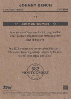 2019-20 Topps 582 Montgomery Club Set 4 #11 Johnny Bench Back