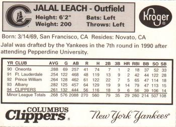 1995 Columbus Clippers Souvenir Program and Yearbook #NNO Jalal Leach Back