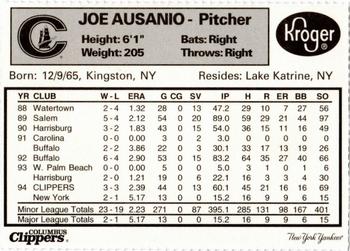 1995 Columbus Clippers Souvenir Program and Yearbook #NNO Joe Ausanio Back