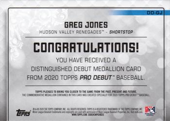 2020 Topps Pro Debut - Distinguished Debut Medallions Gold #DD-GJ Greg Jones Back