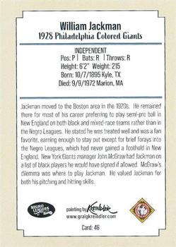 2020 Dreams Fulfilled Negro Leagues Legends #46 Cannonball Jackman Back