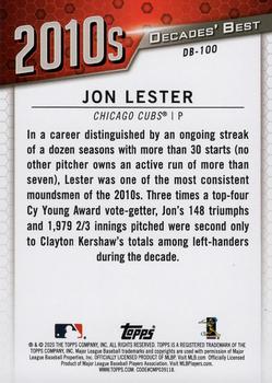 2020 Topps - Decades' Best Blue (Series Two) #DB-100 Jon Lester Back