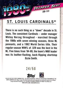 2020 Topps - Decades' Best Gold (Series Two) #DB-53 St. Louis Cardinals Back