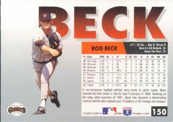 1993 Fleer #150 Rod Beck Back