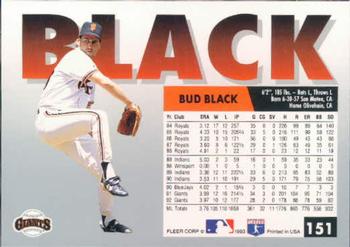1993 Fleer #151 Bud Black Back