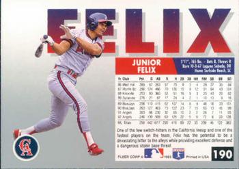 1993 Fleer #190 Junior Felix Back