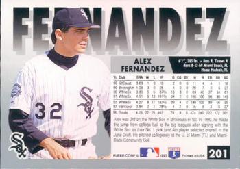 1993 Fleer #201 Alex Fernandez Back
