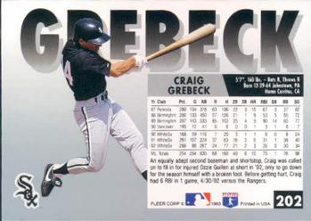 1993 Fleer #202 Craig Grebeck Back