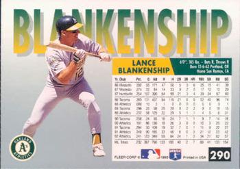 1993 Fleer #290 Lance Blankenship Back