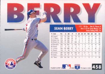 1993 Fleer #458 Sean Berry Back
