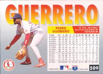 1993 Fleer #509 Pedro Guerrero Back