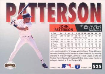 1993 Fleer #535 John Patterson Back
