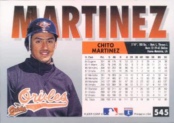 1993 Fleer #545 Chito Martinez Back