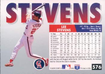 1993 Fleer #576 Lee Stevens Back