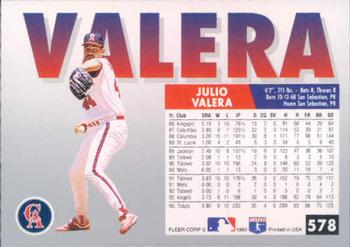 1993 Fleer #578 Julio Valera Back