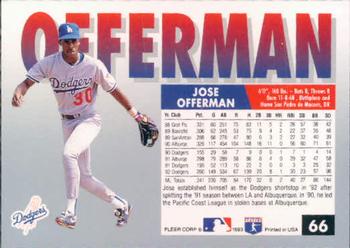 1993 Fleer #66 Jose Offerman Back